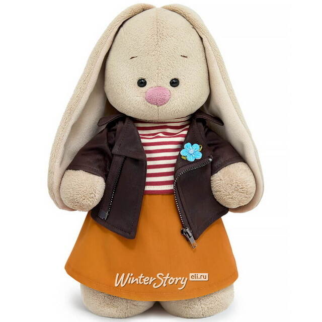Мягкая игрушка Зайка Ми в косухе из эко-замши 25 см Budi Basa
