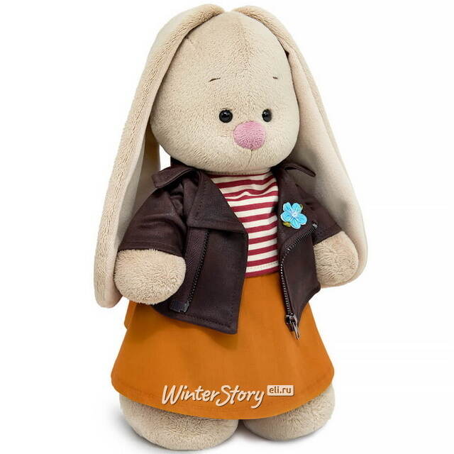 Мягкая игрушка Зайка Ми в косухе из эко-замши 25 см Budi Basa