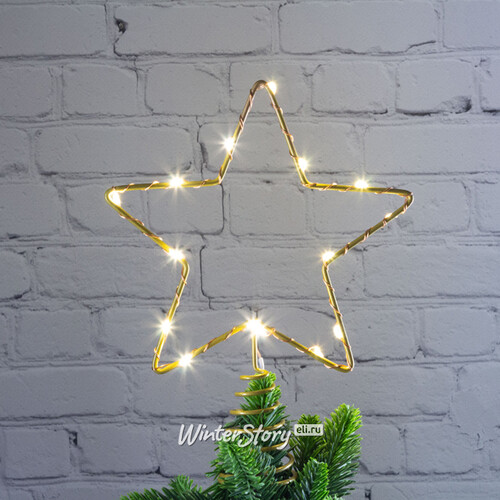Светодиодная Звезда на елку 15 см белая, mini LED лампы, на батарейках Snowhouse