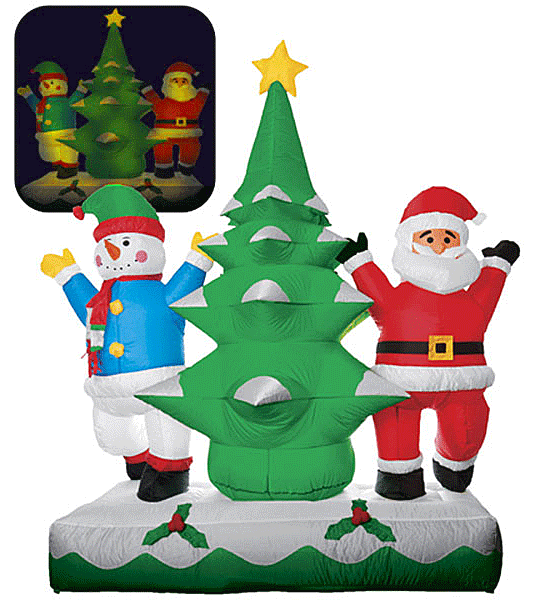 Дед Мороз и Снеговик у елки (подсветка), 1,8м