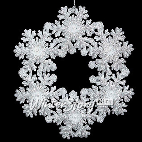 Елочное украшение Снежинка-веночек 13 см жемчужная, подвеска Kurts Adler