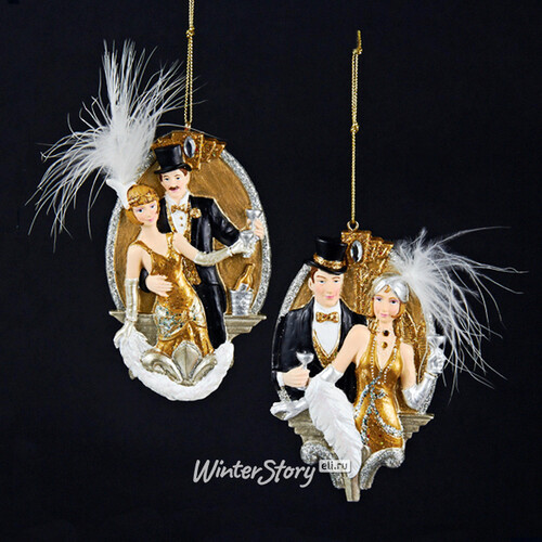 Елочное украшение Романтическая пара Танго - Дама в шляпке 12 см, подвеска Kurts Adler