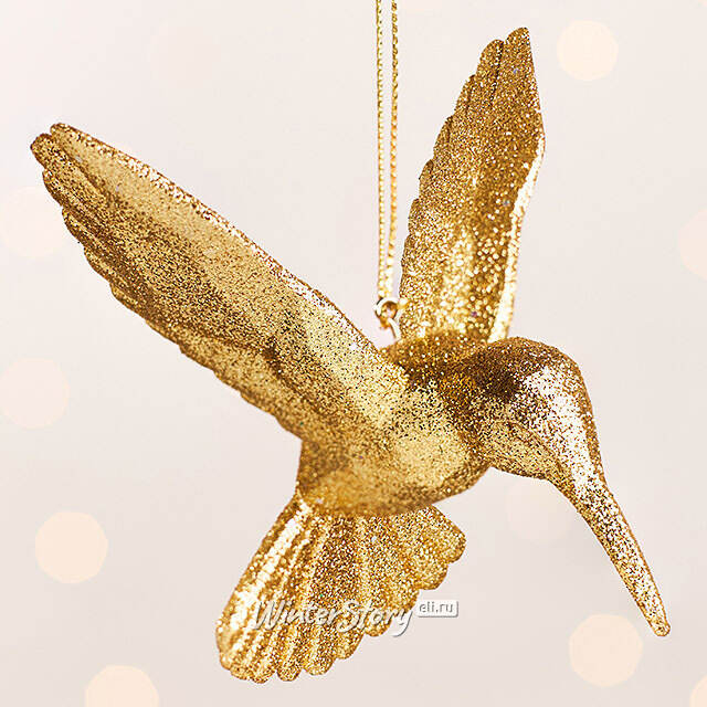 Елочная игрушка Колибри Shiny Gold 10 см, подвеска Kurts Adler
