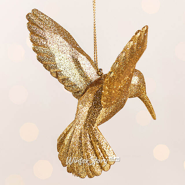 Елочная игрушка Колибри Shiny Gold 10 см, подвеска Kurts Adler