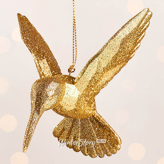 Елочная игрушка Колибри Shiny Gold 10 см, подвеска Kurts Adler