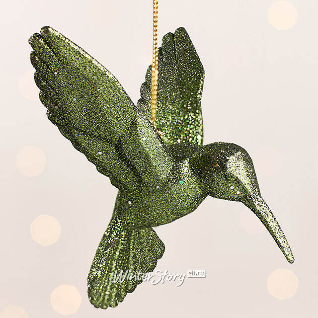 Елочная игрушка Колибри Shiny Green 10 см, подвеска Kurts Adler