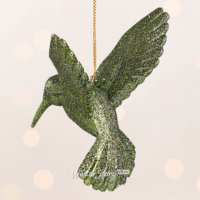 Елочная игрушка Колибри Shiny Green 10 см, подвеска Kurts Adler