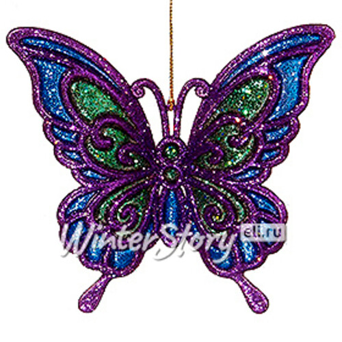 Елочная игрушка Бабочка Пелеида 12 см фиолетовая, подвеска Kurts Adler