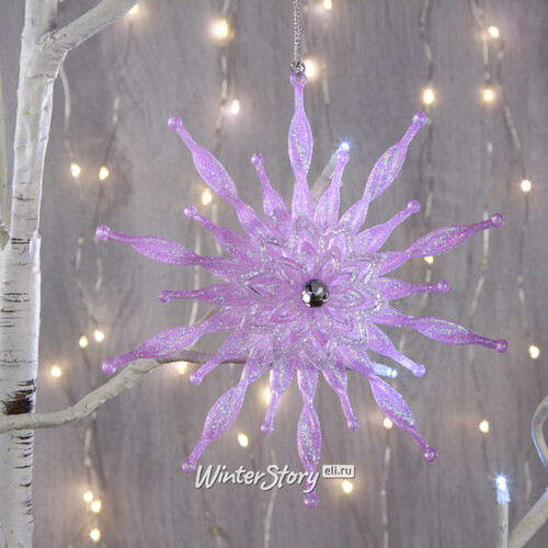 Елочная игрушка Снежинка Ледяное Королевство 15 см розовая, подвеска Kurts Adler