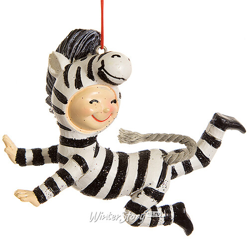 Елочная игрушка Детский Карнавал - Озорная Зебра 9 см, подвеска Kurts Adler