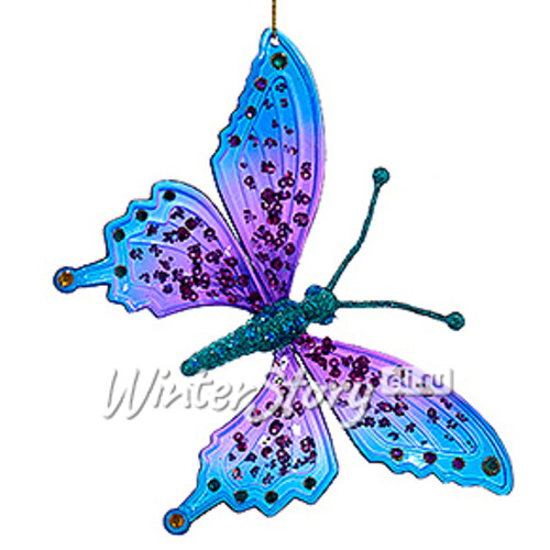 Елочная игрушка Бабочка Морфо 15 см синяя с фиолетовым, подвеска Kurts Adler