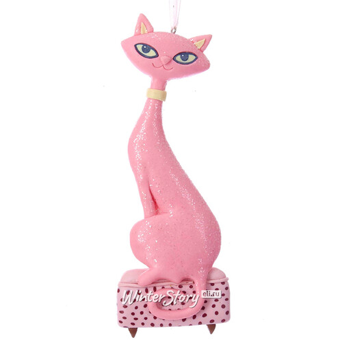 Елочная игрушка Кошка Китти 16 см розовая, подвеска Kurts Adler