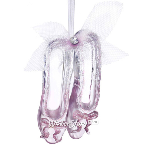 Елочная игрушка Бальные Туфельки 10 см прозрачно-розовые, подвеска Kurts Adler