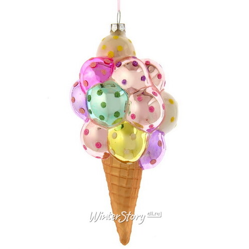 Стеклянная елочная игрушка Мороженое - Bubble Gum 16 см, подвеска Kurts Adler