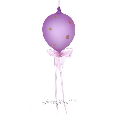 Стеклянная елочная игрушка Воздушный Шар 12 см фиолетовый, подвеска Kurts Adler