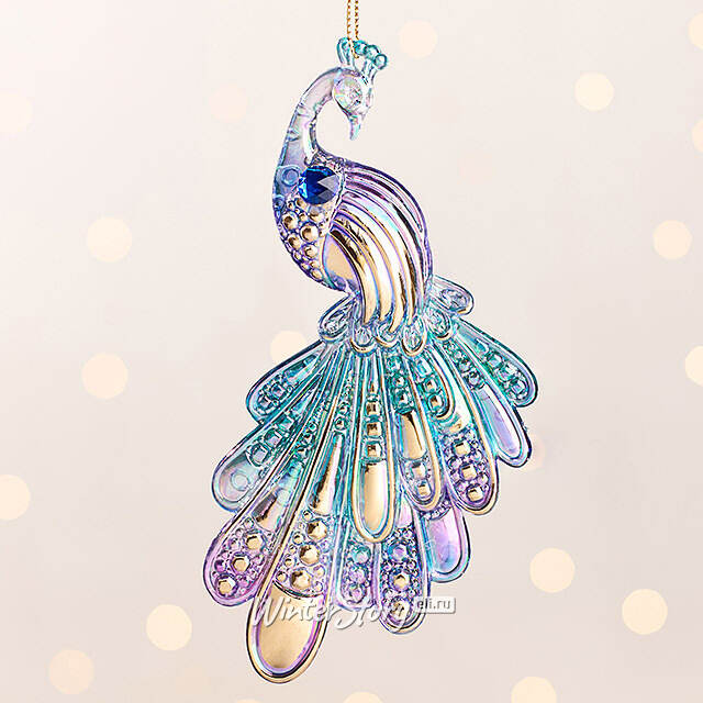 Елочная игрушка Павлин - Сапфировое Сердце 16 см, подвеска Kurts Adler