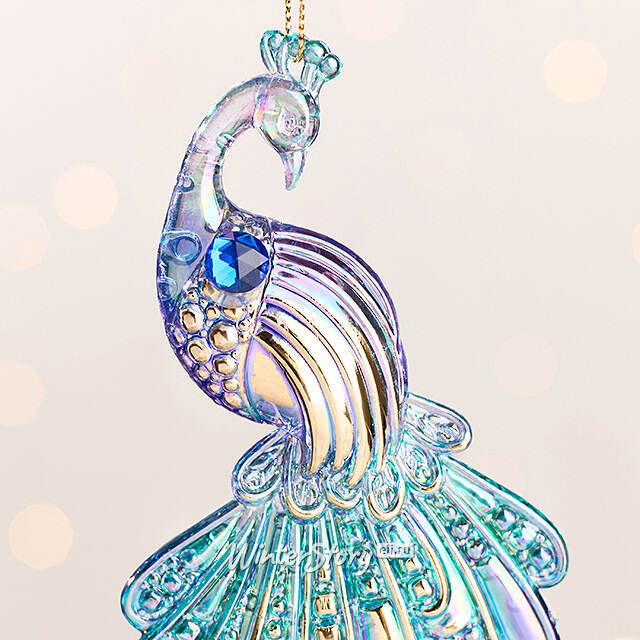 Елочная игрушка Павлин - Сапфировое Сердце 16 см, подвеска Kurts Adler