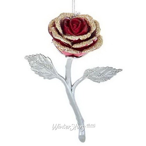 Елочная игрушка Королевская Роза 12 см серебряная, подвеска Kurts Adler