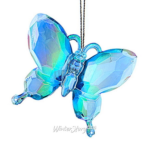 Елочная игрушка Бабочка Bleu Murmure 6 см, подвеска Kurts Adler
