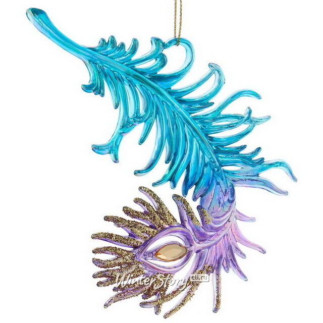 Елочная игрушка Перо Октава - Anima Pavone 12 см, подвеска Kurts Adler