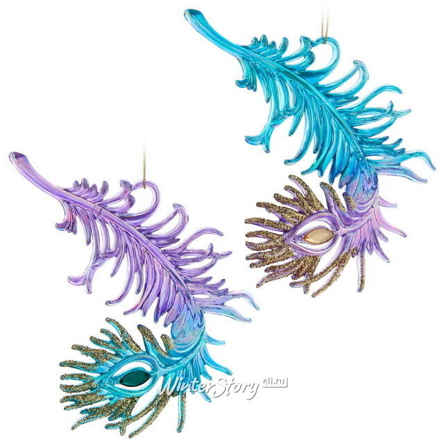 Елочная игрушка Перо Октава - Anima Pavone 12 см, подвеска Kurts Adler