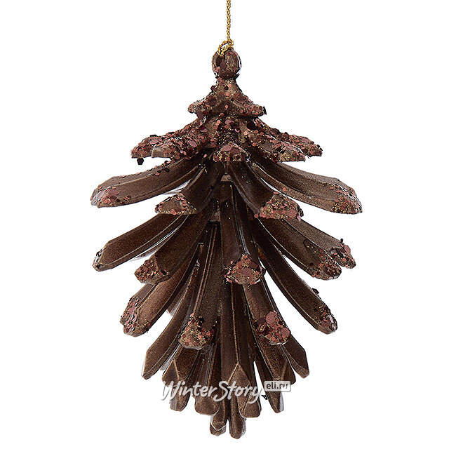 Елочная игрушка Шишка из Таинственной Рощи 10 см шоколадная Kurts Adler