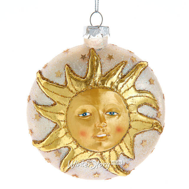 Стеклянная елочная игрушка-медальон Зимнее Солнце - Soleil Eternel 10 см Kurts Adler