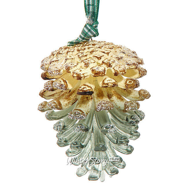 Елочная игрушка Шишка - Menthol Crystal 8 см мятная Kurts Adler