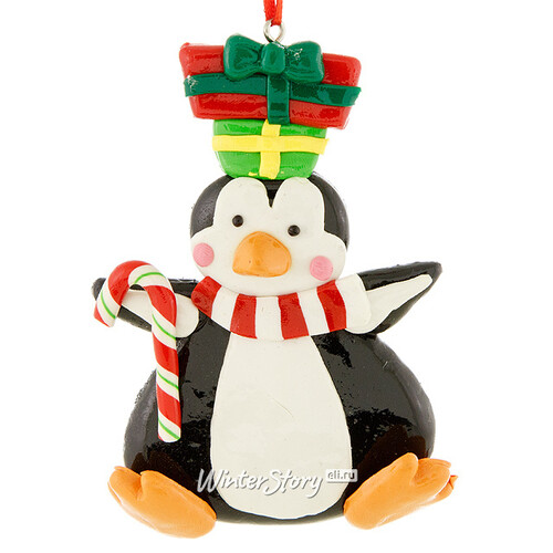 Елочное украшение Пингвин с Подарком 12 см, подвеска Forest Market