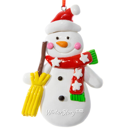 Елочная игрушка Снеговик с Метлой 12 см, подвеска Forest Market