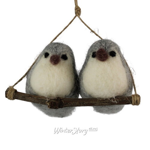 Елочная игрушка Птички на качелях 15 см, подвеска Peha