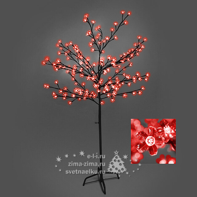 Светодиодное дерево "Сакура", 150 см, уличное, 192 КРАСНЫХ LED ламп Ели Пенери