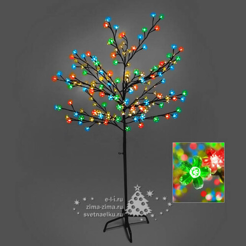 Светодиодное дерево "Сакура", 150 см, уличное, 192 РАЗНОЦВЕТНЫХ LED ламп Ели Пенери