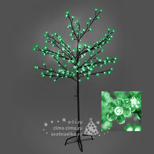 Светодиодное дерево "Сакура", 150 см, уличное, 192 ЗЕЛЕНЫХ LED ламп Ели Пенери