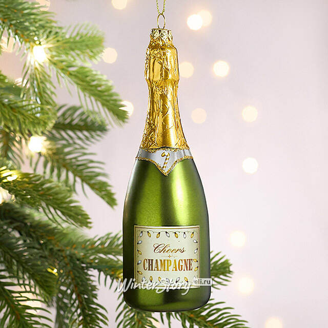 Стеклянная елочная игрушка Бутылка Шампанского Brut 16 см Goodwill (Гудвилл)