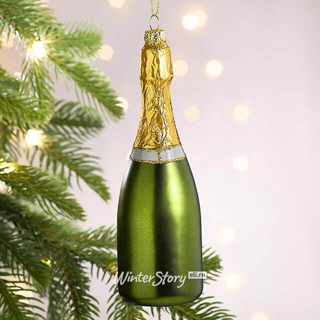 Стеклянная елочная игрушка Бутылка Шампанского Brut 16 см Goodwill (Гудвилл)