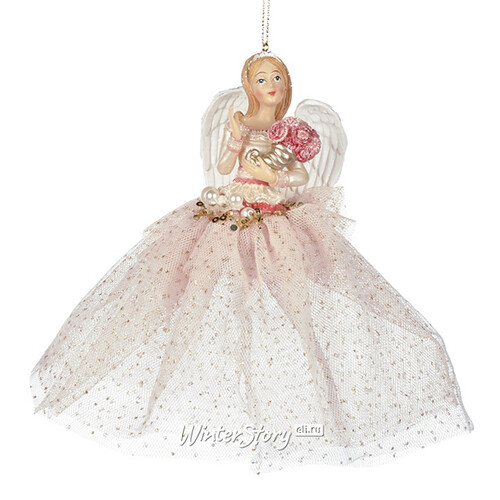 Елочная игрушка Ангел Мунара в нежно-розовом платье 16 см, подвеска Goodwill