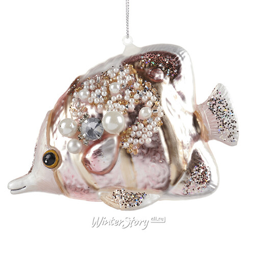 Стеклянная елочная игрушка Тропическая рыбка Изель - Mer de Perle 13 см, подвеска Goodwill