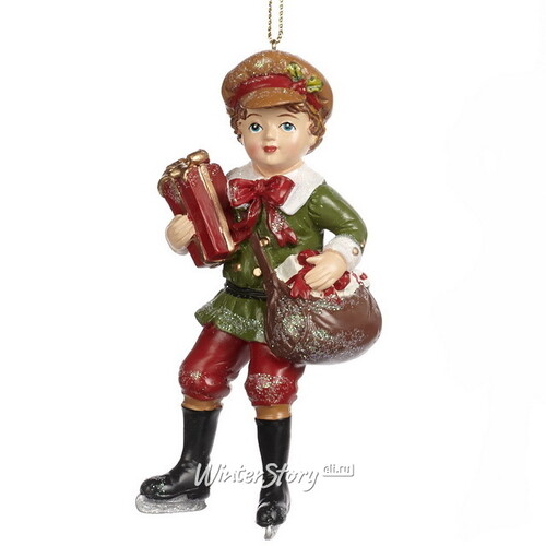 Елочная игрушка Мальчик Эдриан на коньках - Christmas Carol 12 см, подвеска Goodwill