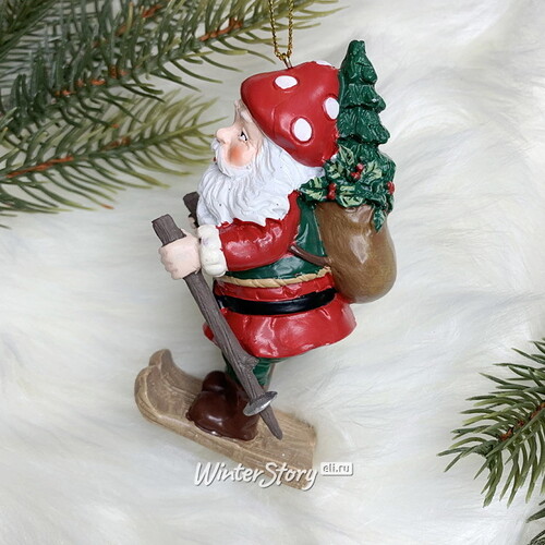 Елочная игрушка Славный Санта в грибной шапочке 11 см, подвеска Goodwill