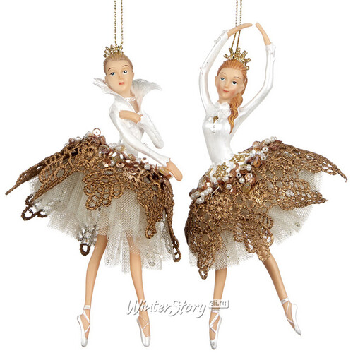 Елочная игрушка Балерина - Жемчужная принцесса 17 см в парадной стойке, подвеска Goodwill