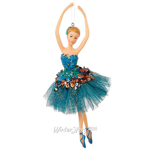 Елочная игрушка Балерина Ундина в бирюзовом 18 см, подвеска Goodwill
