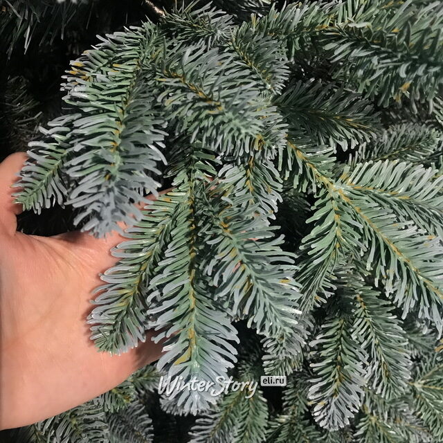 Искусственная елка с лампочками Тронхейм 90 см зелено-голубая в металлическом кашпо, 100 теплых белых ламп на батарейках, контроллер, ЛИТАЯ + ПВХ, IP44 Kaemingk