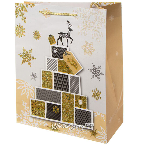 Подарочный пакет Magic Christmas - Коробочки с презентами 33*27 см Due Esse Christmas