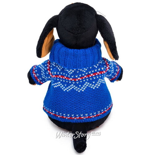 Мягкая игрушка Собака Ваксон в свитере со снеговиком 25 см Budi Basa