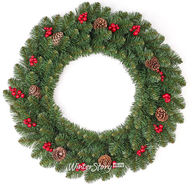 Венок Боярский 70 см с шишками и ягодами, ПВХ Max Christmas (Макс Кристмас)