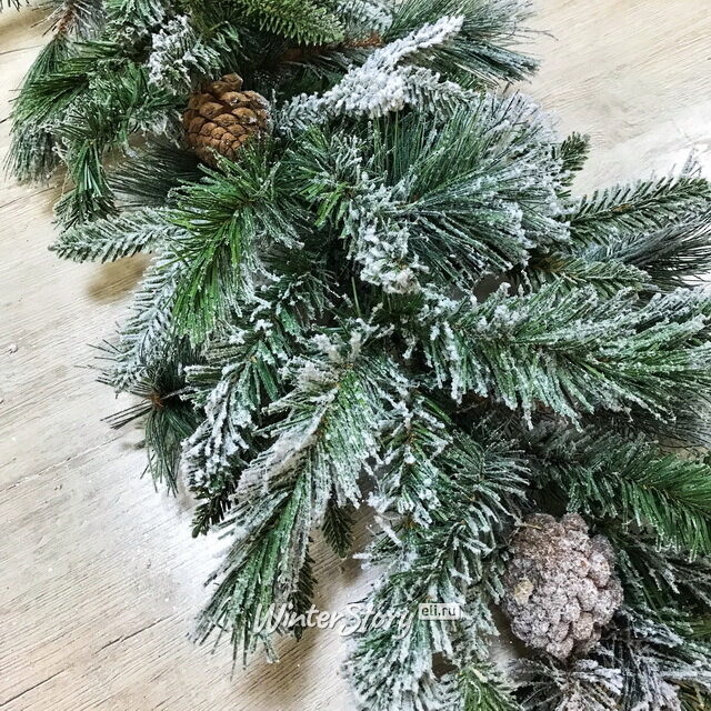 Хвойная гирлянда с шишками Ice Queen 500*36 см заснеженная, ЛИТАЯ+ПВХ+ЛЕСКА Forest Market