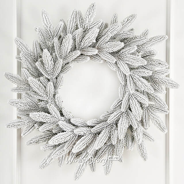 Венок Романовский заснеженный 90 см, ЛИТАЯ 100% Max Christmas