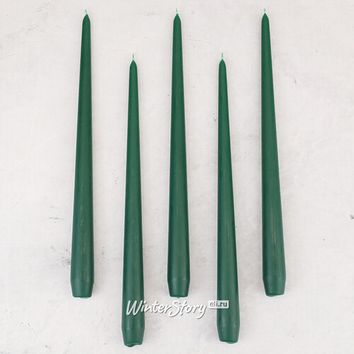 Высокие свечи Андреа Velvet 30 см, 5 шт, темно-зеленые Candleslight