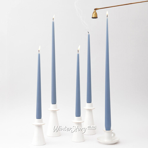 Высокие свечи Андреа Velvet 30 см, 5 шт, серо-голубые Candleslight